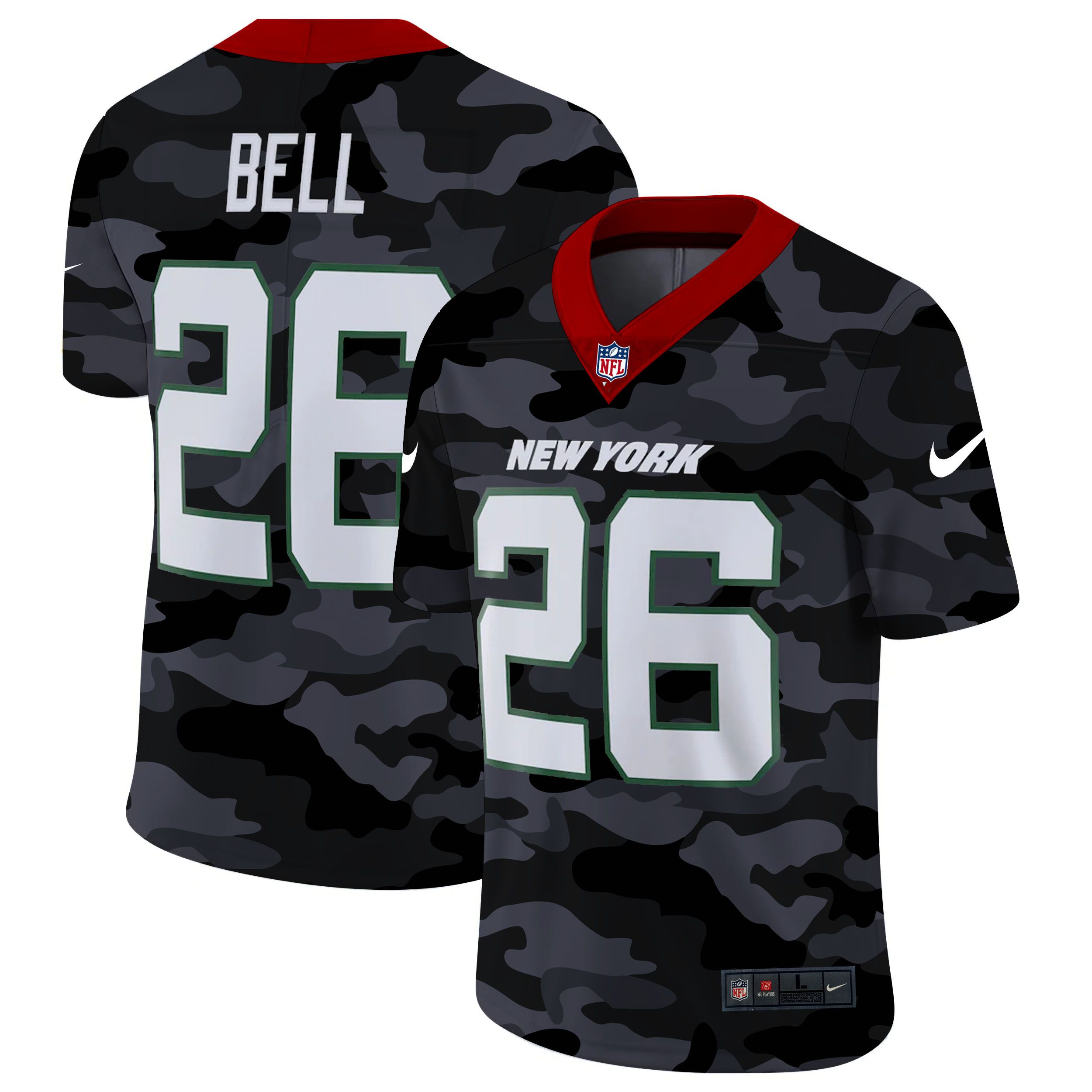 Men New York Jets #26 Bell 2020 Nike Camo Salute to Service Limited NFL Jerseys->chicago bears->NFL Jersey